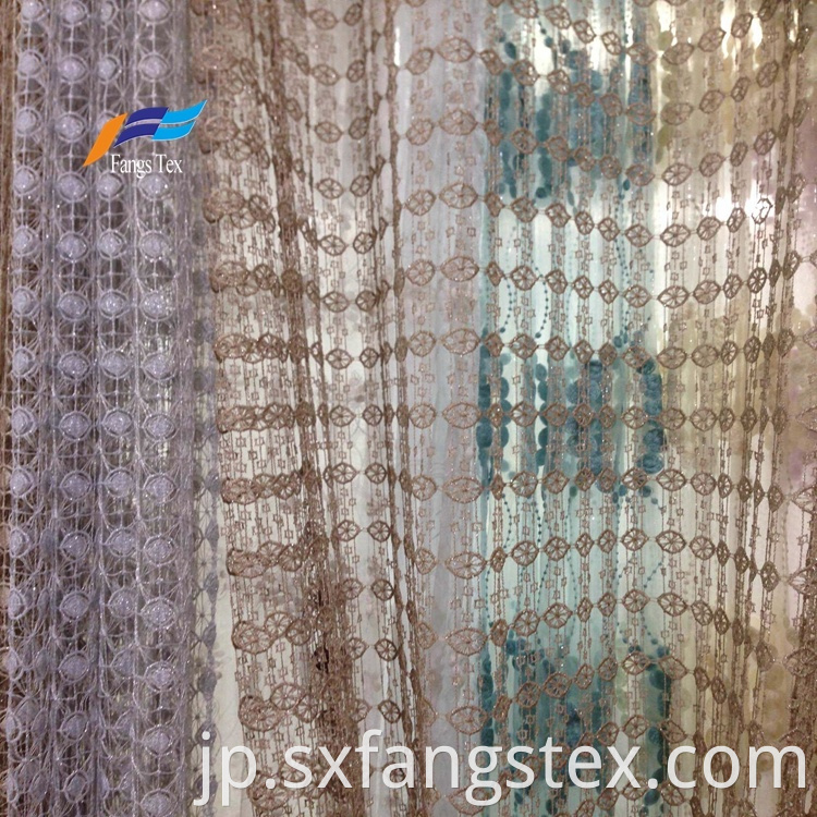 Fancy Embroideted Sheer Voile Window Curtain Fabric 3